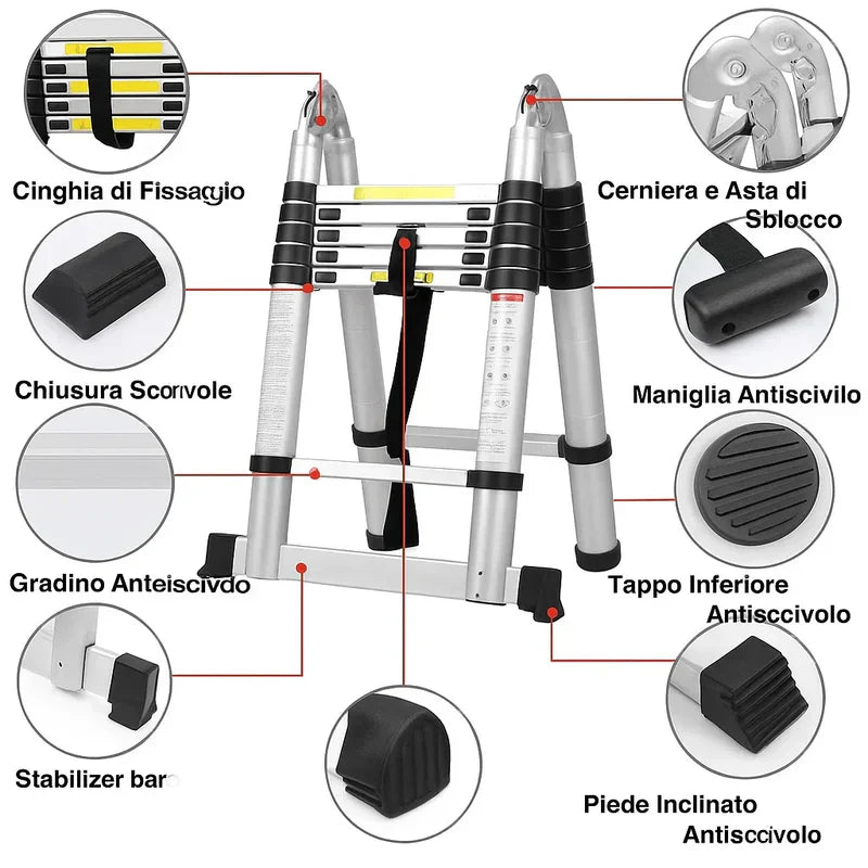 Telescopico in alluminio Scala 5M