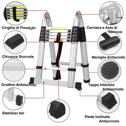 Telescopico in alluminio Scala 5M